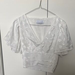Urban Outfitters White Floral Blouse